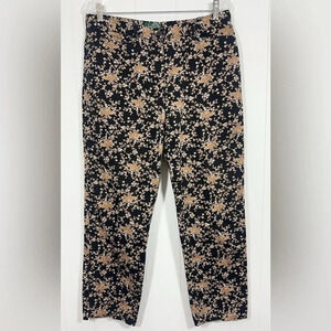 Lauren Ralph Lauren Pants Black & Tan Floral Cotton Ankle Vintage